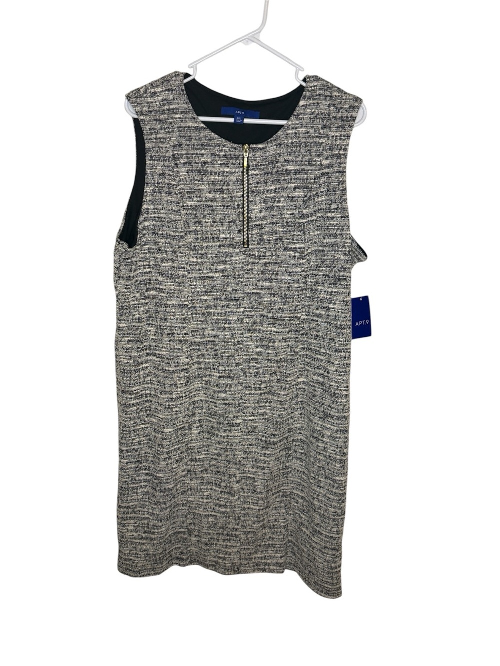 NWT Apt. 9 Black & White Boucle Zip Front Sheath Dress XXL